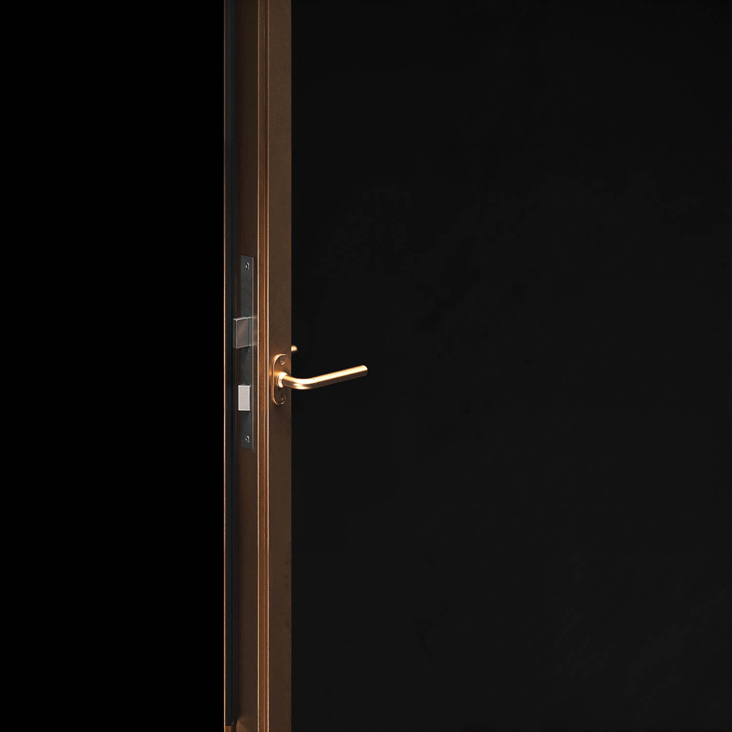 G12 rounded lever handle for a steel glazed internal door - suitable for fire-rated doors