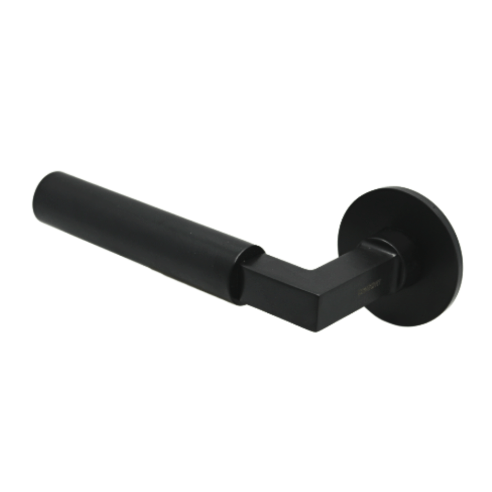 Thurloe lever handle in a matt black pvd finish
